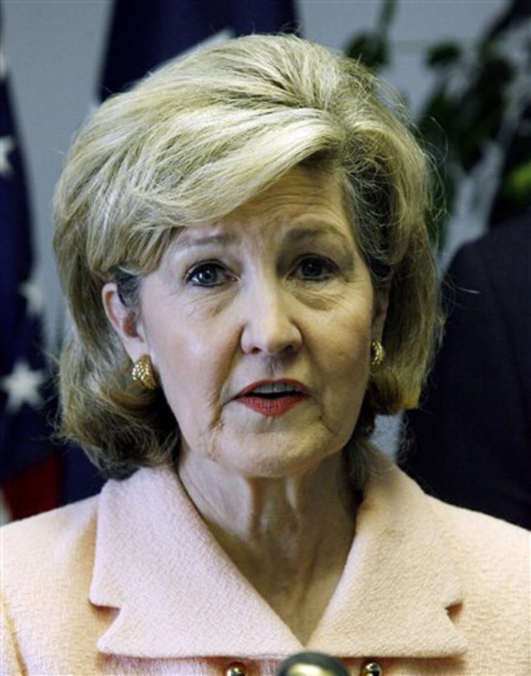 Sen. Kay Bailey Hutchison ended the 10-minute news conference, hastily called in San Antonio because Mitch McConnell was in town, without taking questions. 